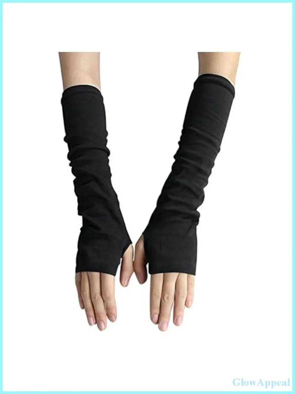 Elastic Fingerless Arm Warmers with Thumb Hole Stretchy Knit Long Gloves for